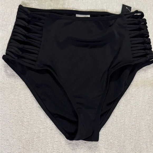 Black Strappy Side Swimsuit Bottom - Picture 1 of 3